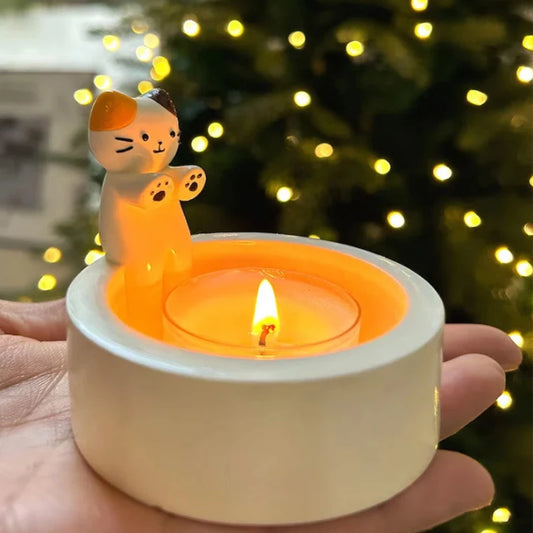 Durable High Tempe Cartoon Cute Kitten Candlestick Aromatherapy Candle Holder - The Grand Bazaar of Australia