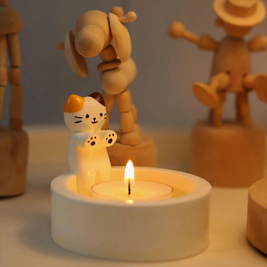 Durable High Tempe Cartoon Cute Kitten Candlestick Aromatherapy Candle Holder - The Grand Bazaar of Australia