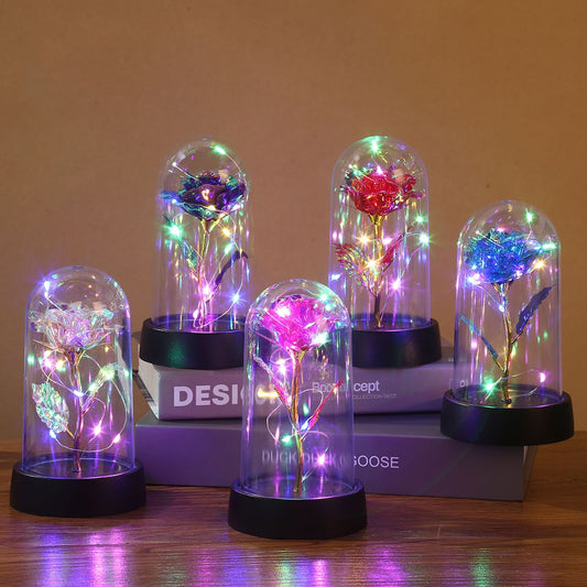 LED Enchanted Galaxy Rose with Fairy Lights in Dome - The Grand Bazaar of Australia