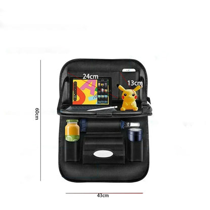PU Leather Foldable Car Seat Organizer with Table Tray and Pockets - The Grand Bazaar of Australia