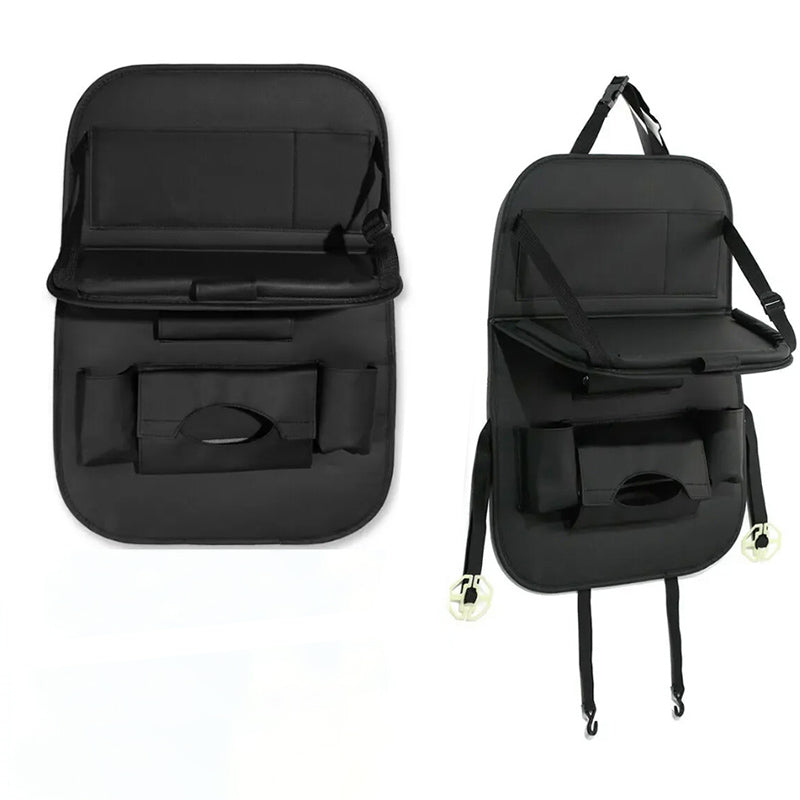 PU Leather Foldable Car Seat Organizer with Table Tray and Pockets - The Grand Bazaar of Australia