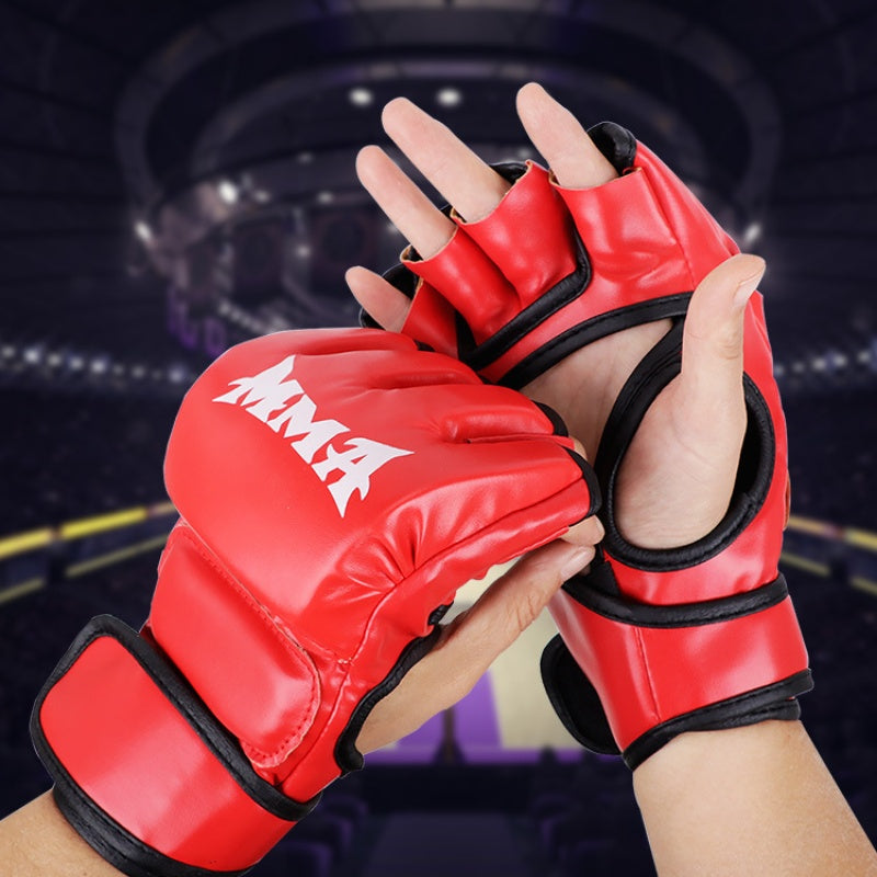 Half Finger Leather Cushion Boxing Training Gloves - The Grand Bazaar of Australia