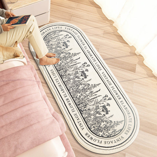 Imitation Cashmere Oval Bed Front Mat Light Luxury Ins Style Carpet - The Grand Bazaar of Australia