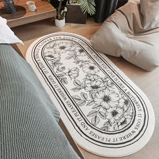 Imitation Cashmere Oval Bed Front Mat Light Luxury Ins Style Carpet - The Grand Bazaar of Australia