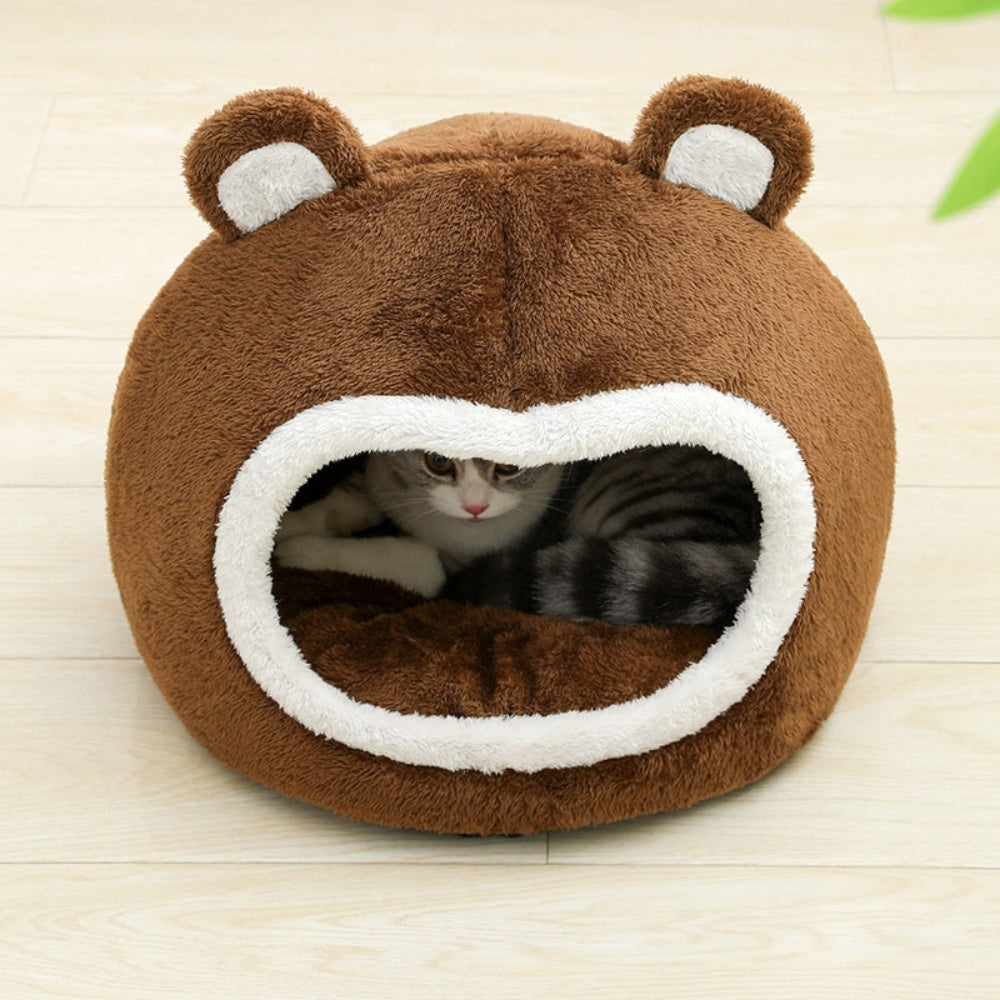 Funny Cat Bed Warm Pet House Soft Long Plush Kitten Tent Cave - The Grand Bazaar of Australia