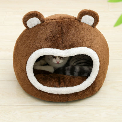 Funny Cat Bed Warm Pet House Soft Long Plush Kitten Tent Cave - The Grand Bazaar of Australia