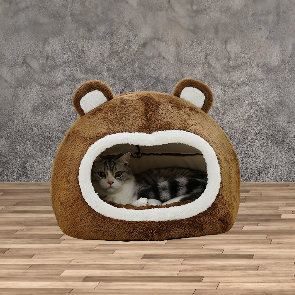 Funny Cat Bed Warm Pet House Soft Long Plush Kitten Tent Cave - The Grand Bazaar of Australia