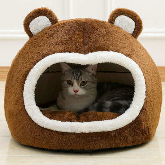 Funny Cat Bed Warm Pet House Soft Long Plush Kitten Tent Cave - The Grand Bazaar of Australia