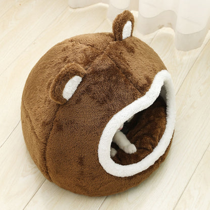 Funny Cat Bed Warm Pet House Soft Long Plush Kitten Tent Cave - The Grand Bazaar of Australia