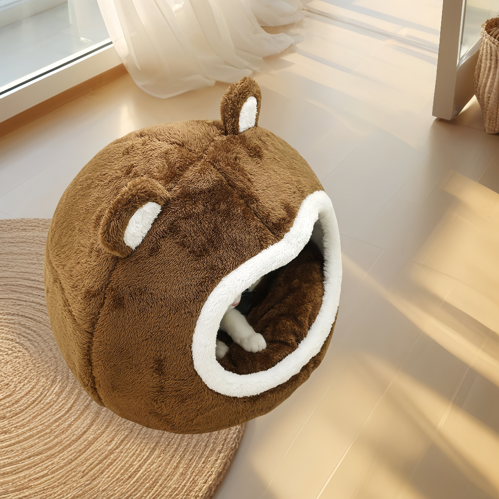 Funny Cat Bed Warm Pet House Soft Long Plush Kitten Tent Cave - The Grand Bazaar of Australia