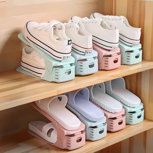 7 Pcs Double-Layer Integrated Adjustable Plastic Shoe Rack - The Grand Bazaar of Australia