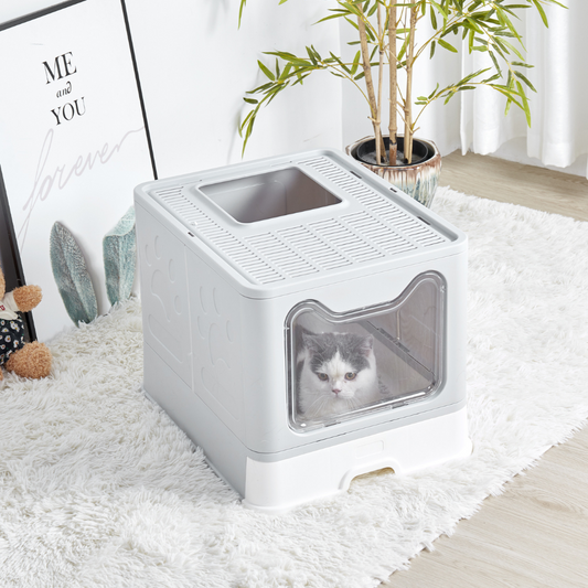 Large Space Foldable Cat Litter Box with Front Entry & Top Exit with Tray - The Grand Bazaar of Australia