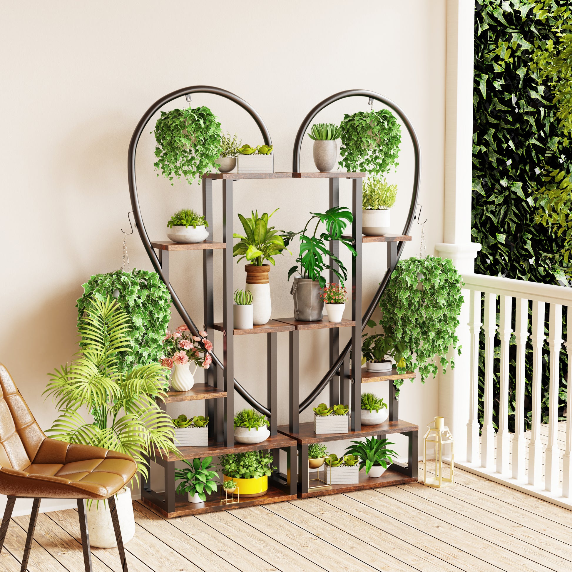 6 Tier Metal Plant Shelf Heart Shape Ladder Plant Stands - The Grand Bazaar of Australia