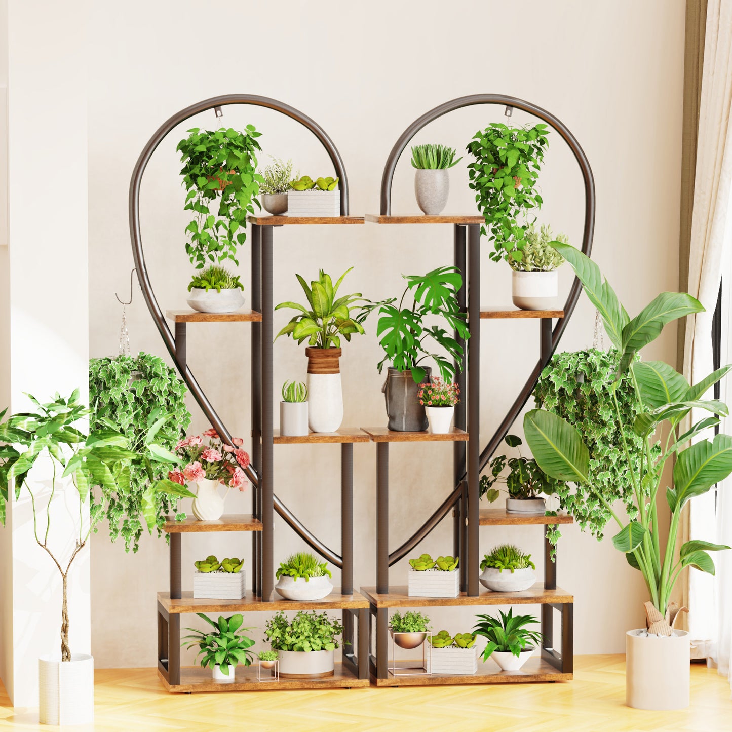 6 Tier Metal Plant Shelf Heart Shape Ladder Plant Stands - The Grand Bazaar of Australia