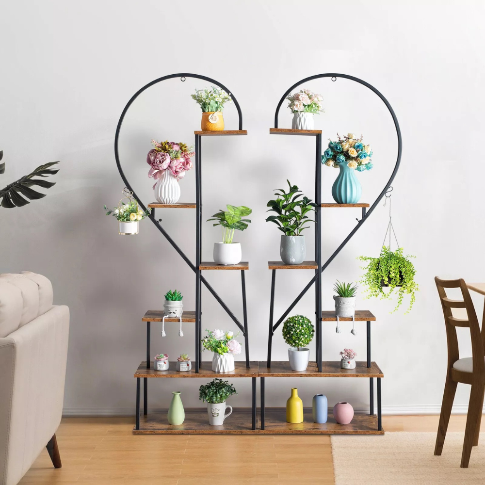 6 Tier Metal Plant Shelf Heart Shape Ladder Plant Stands - The Grand Bazaar of Australia