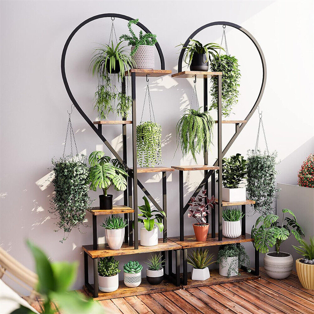 6 Tier Metal Plant Shelf Heart Shape Ladder Plant Stands - The Grand Bazaar of Australia