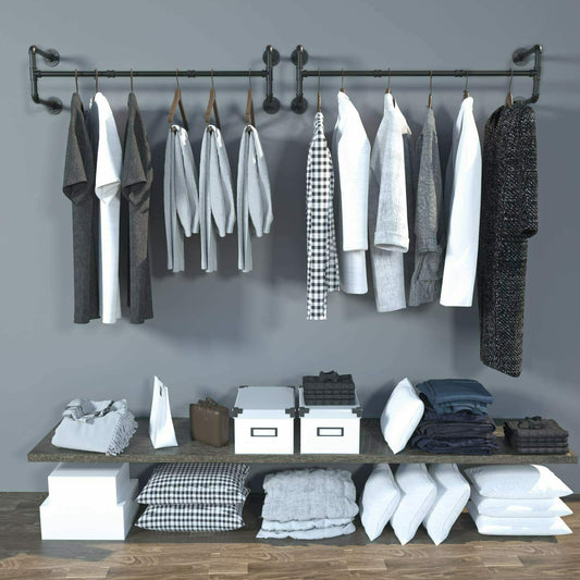 Industrial Pipe Clothes Rack Wall Mounted Detachable Garment Rack - The Grand Bazaar of Australia