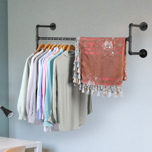 Industrial Pipe Clothes Rack Wall Mounted Detachable Garment Rack - The Grand Bazaar of Australia