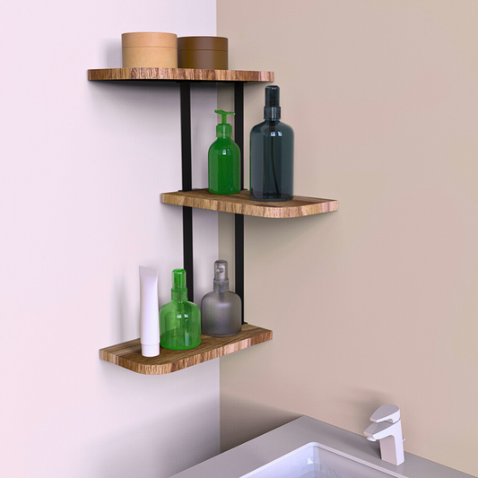 Rustic Industrial Wood Shelf Wall Mount Corner Rack - The Grand Bazaar of Australia