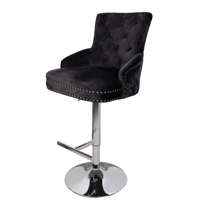 Luxurious Velvet Swivel Bar Stool with Lion Knocker & High Back - The Grand Bazaar of Australia