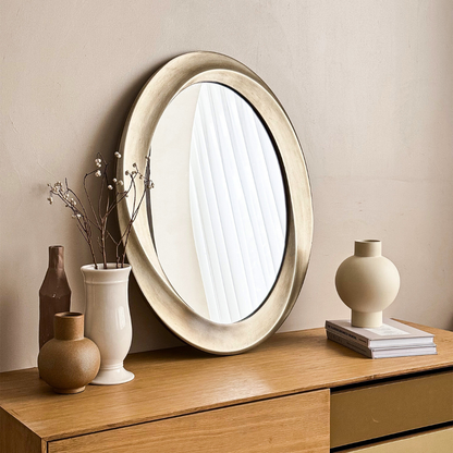 Swirl Style Oval Antique Gold Vintage Hanging Mirror - The Grand Bazaar of Australia