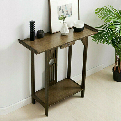 Elegant Wood Entryway Console Table with Drawer and Shelf - The Grand Bazaar of Australia