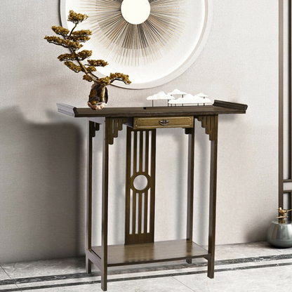 Elegant Wood Entryway Console Table with Drawer and Shelf - The Grand Bazaar of Australia