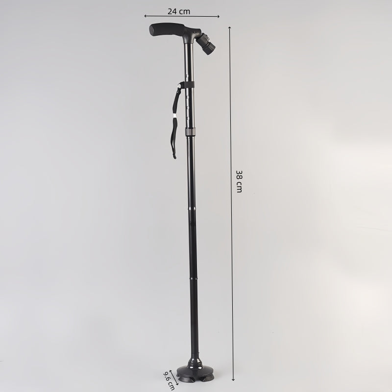 Foldable Walking Stick Cane Fixed LED Light Aid