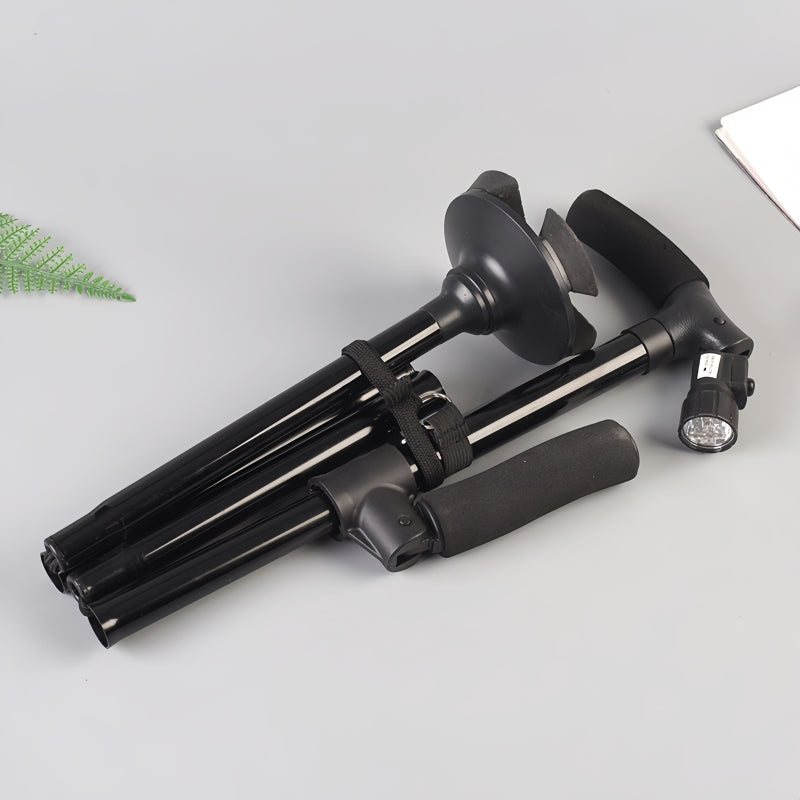 Foldable Walking Stick Cane Fixed LED Light Aid