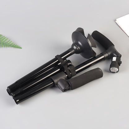 Foldable Walking Stick Cane Fixed LED Light Aid