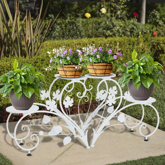 Set of 2 Heavy Duty Metal Round Plant Stand Rustproof Flower Pot Display Holder - The Grand Bazaar of Australia