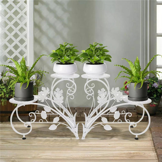 Set of 2 Heavy Duty Metal Round Plant Stand Rustproof Flower Pot Display Holder - The Grand Bazaar of Australia