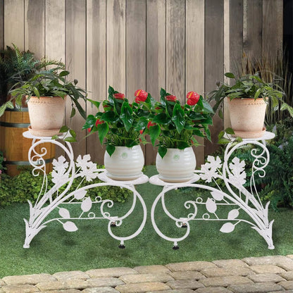 Set of 2 Heavy Duty Metal Round Plant Stand Rustproof Flower Pot Display Holder - The Grand Bazaar of Australia
