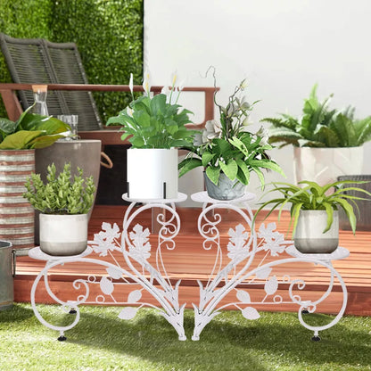 Set of 2 Heavy Duty Metal Round Plant Stand Rustproof Flower Pot Display Holder - The Grand Bazaar of Australia