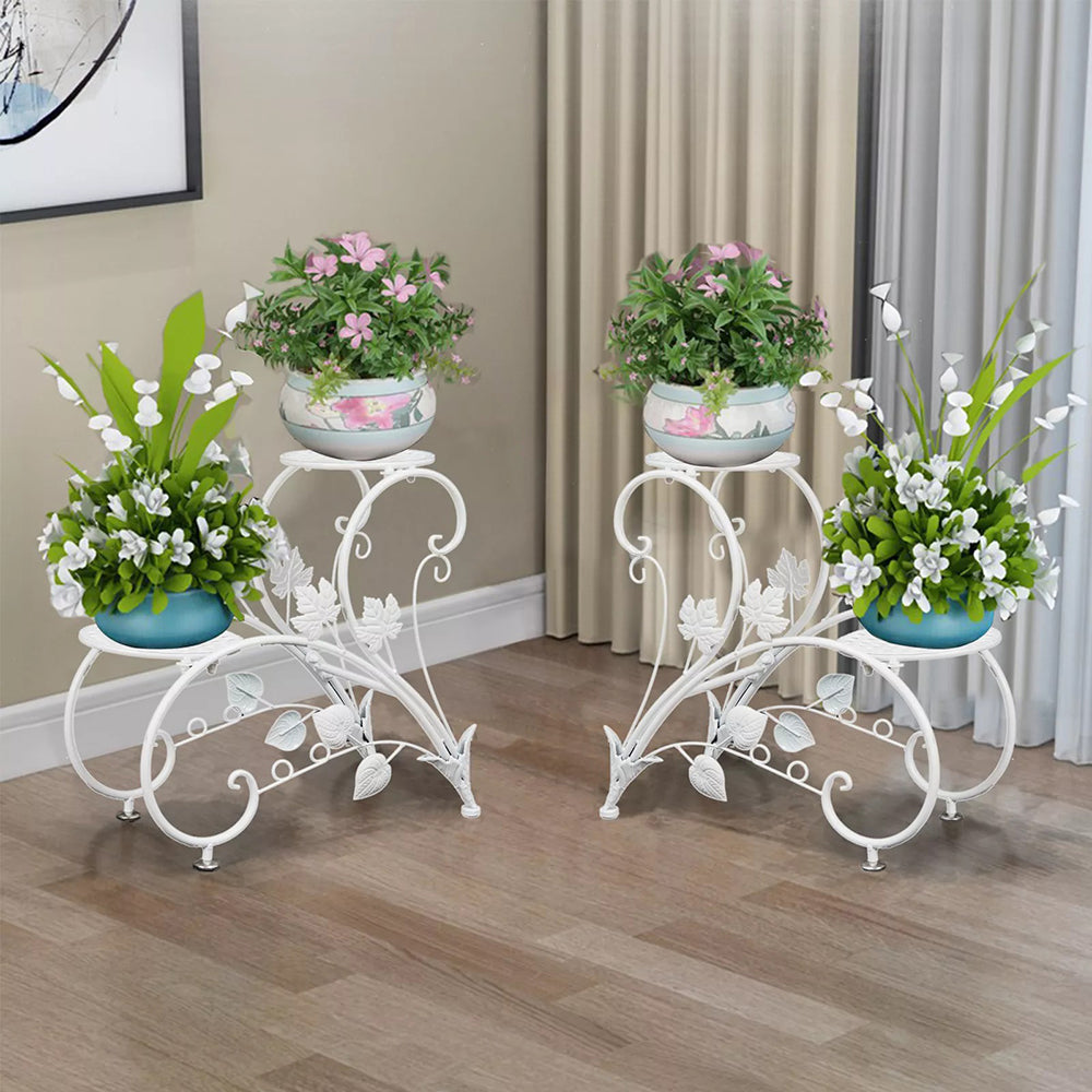 Set of 2 Heavy Duty Metal Round Plant Stand Rustproof Flower Pot Display Holder - The Grand Bazaar of Australia