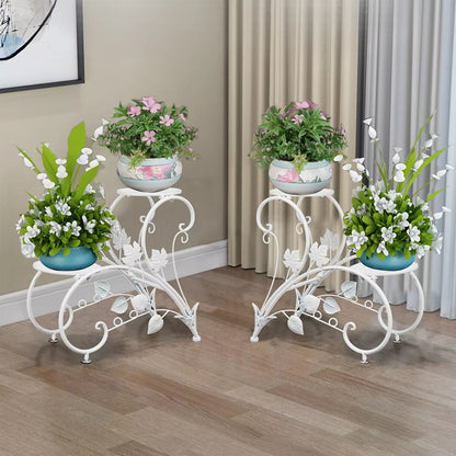 Set of 2 Heavy Duty Metal Round Plant Stand Rustproof Flower Pot Display Holder - The Grand Bazaar of Australia