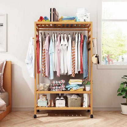 Hanging Heavy Duty Rolling Clothes Racks with Shoe Clothing Storage - The Grand Bazaar of Australia