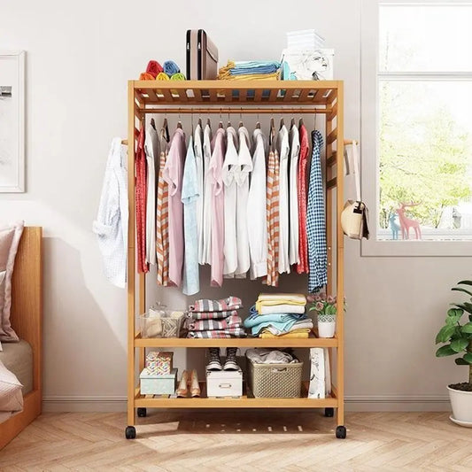 Hanging Heavy Duty Rolling Clothes Racks with Shoe Clothing Storage - The Grand Bazaar of Australia