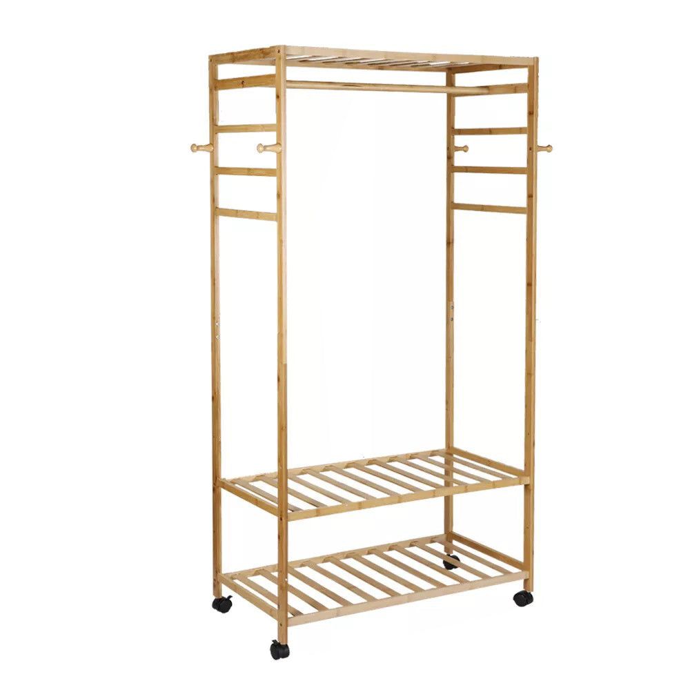 Hanging Heavy Duty Rolling Clothes Racks with Shoe Clothing Storage - The Grand Bazaar of Australia