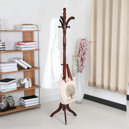 Solid Birch Wood Coat Racks Stand Floor Standing Hanger Rack with Tripod Base - The Grand Bazaar of Australia