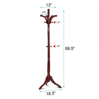 Solid Birch Wood Coat Racks Stand Floor Standing Hanger Rack with Tripod Base - The Grand Bazaar of Australia