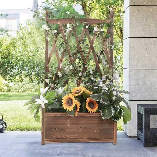 Lattice Raised Garden Bed Wooden Planter Box with Trellis - The Grand Bazaar of Australia