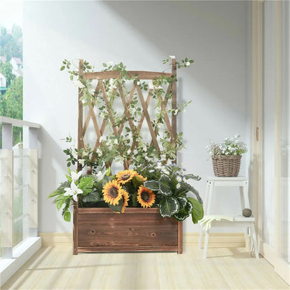 Lattice Raised Garden Bed Wooden Planter Box with Trellis - The Grand Bazaar of Australia