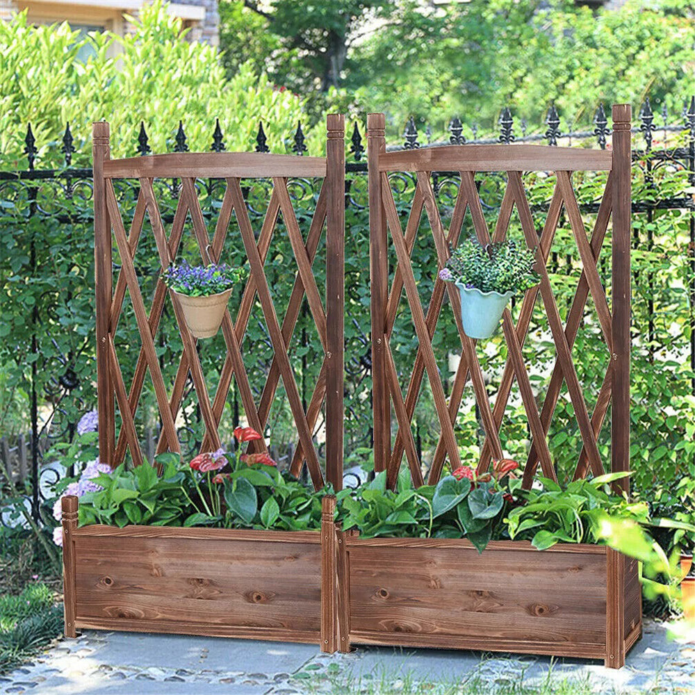 Lattice Raised Garden Bed Wooden Planter Box with Trellis - The Grand Bazaar of Australia