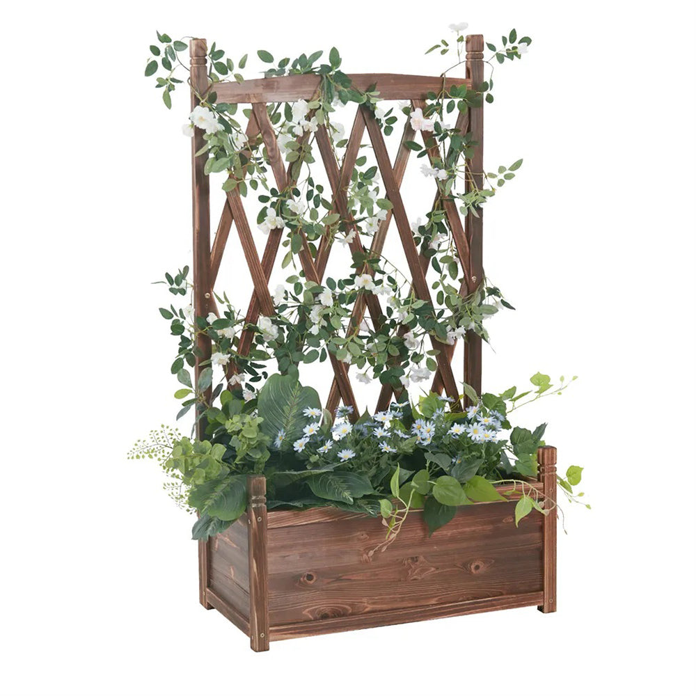 Lattice Raised Garden Bed Wooden Planter Box with Trellis - The Grand Bazaar of Australia