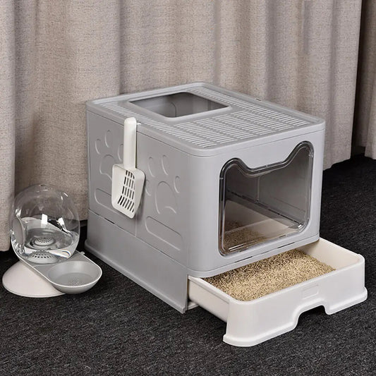 Large Space Foldable Cat Litter Box with Front Entry & Top Exit with Tray - The Grand Bazaar of Australia