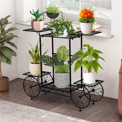 Large Metal Garden Cart Plant Stand Parisian Style Flower Display Rack - The Grand Bazaar of Australia