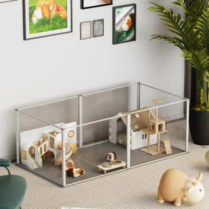 6 Panels Acrylic Pet Dog Playpen Puppy Crate Kennel Fence with Waterproof Pad - The Grand Bazaar of Australia