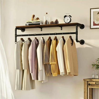 Industrial Pipe Clothes Rack with Top Shelf Coat Hanger - The Grand Bazaar of Australia
