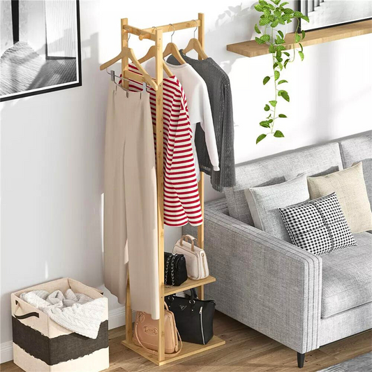 Garment Coat Clothes Stand Rack Hat Shoe Wooden Hanger Holder Shelf Organizer - The Grand Bazaar of Australia